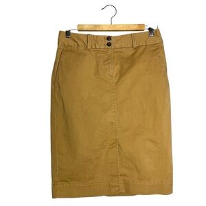 Banana Republic Khaki Knee Length Cotton Chino Pencil Skirt, size 2